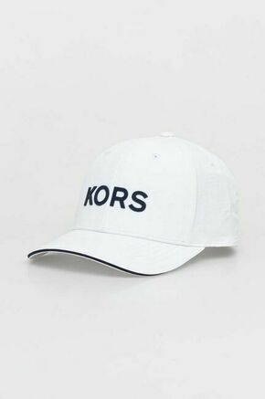 Kapa s šiltom Michael Kors bela barva - bela. Kapa s šiltom vrste baseball iz kolekcije Michael Kors. Model izdelan iz materiala z nalepko.