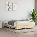 Greatstore Box spring postelja z vzmetnico krem 140x190 cm blago