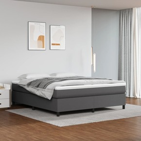 Shumee Box spring postelja z vzmetnico siv 160x200 cm umetno usnje