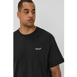 T-shirt Levi's moški, črna barva - črna. Ohlapen T-shirt iz kolekcije Levi's. Model izdelan iz tanke, rahlo elastične pletenine.
