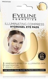 Eveline Cosmetics Gold Illuminating Compress hidrogel maska za predel okoli oči s polžjim ekstraktom 2 kos