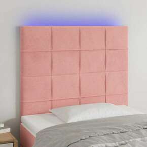 Vidaxl LED posteljno vzglavje roza 90x5x118/128 cm žamet