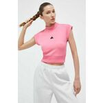 Kratka majica adidas Z.N.E ženska, roza barva - roza. Lahkotna majica iz kolekcije adidas, izdelana iz tanke, zelo elastične pletenine. Model iz mehke in na otip prijetne tkanine.
