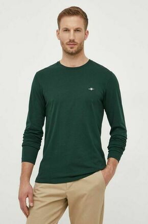 Bombažna majica z dolgimi rokavi Gant zelena barva - zelena. Majica z dolgimi rokavi iz kolekcije Gant. Model izdelan iz pletenine