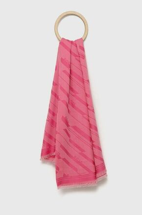 Ruta s primesjo volne BOSS roza barva - roza. Ruta iz kolekcije BOSS. Model izdelan iz vzorčaste tkanine.
