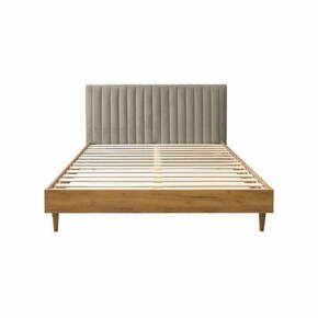 Bež/naravna zakonska postelja z letvenim dnom 160x200 cm Oceane – Bobochic Paris