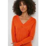 Volnen pulover Calvin Klein ženski, oranžna barva - oranžna. Pulover iz kolekcije Calvin Klein. Model izdelan iz enobarvne pletenine. Zaradi svoje visoke termoregulacijske sposobnosti vam volna pomaga ohranjati toploto, ko je hladno, in svežino,...