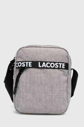 Torbica za okoli pasu Lacoste siva barva - siva. Majhna torbica za okoli pasu iz kolekcije Lacoste. Model na zapenjanje