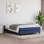 Greatstore Box spring postelja z vzmetnico moder 140x190 cm blago