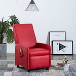 vidaXL Električni masažni fotelj rdeče umetno usnje