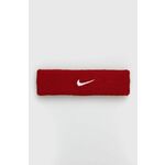 Trak za lase Nike rdeča barva - rdeča. Trak iz kolekcije Nike. Model izdelan iz enobarvne pletenine.