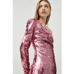 Obleka Bardot roza barva, - roza. Obleka iz kolekcije Bardot. Oprijet model izdelan iz materiala s cekini.