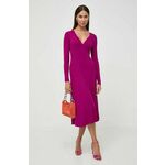 Obleka Pinko vijolična barva - vijolična. Obleka iz kolekcije Pinko. Model izdelan iz enobarvne pletenine. Model iz izjemno udobne tkanine z visoko vsebnostjo viskoze.
