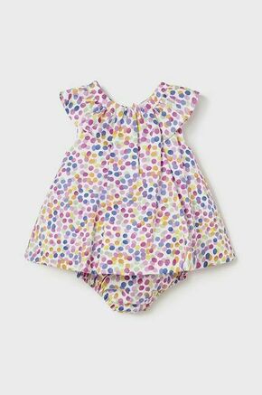 Otroška bombažna obleka Mayoral Newborn - pisana. Za dojenčke obleka iz kolekcije Mayoral Newborn. Model izdelan iz vzorčaste tkanine. Model iz izjemno udobne bombažne tkanine.