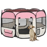 shumee Zložljiva pasja ograjica s torbo roza 110x110x58 cm