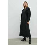 Bombažna obleka By Malene Birger črna barva - črna. Obleka iz kolekcije By Malene Birger. Nabran model izdelan iz enobarvne tkanine.
