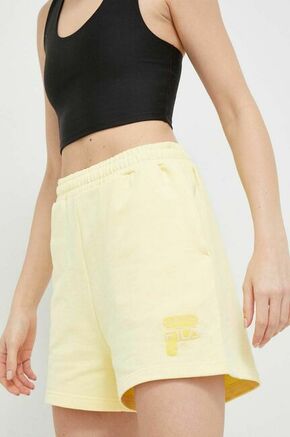 Bombažne kratke hlače Fila rumena barva - rumena. Kratke hlače iz kolekcije Fila. Model izdelan iz pletenine.