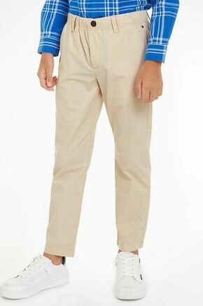 Otroške hlače Tommy Hilfiger bež barva - bež. Otroški hlače iz kolekcije Tommy Hilfiger. Model izdelan iz enobarvnega materiala.