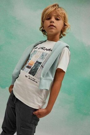 Otroška bombažna kratka majica zippy bela barva - bela. Otroške kratka majica iz kolekcije zippy. Model izdelan iz tanke