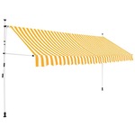 Greatstore Ročno zložljiva tenda 400 cm rumene in bele črte