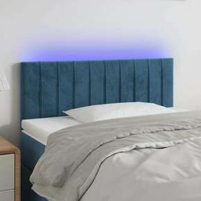 Greatstore LED posteljno vzglavje temno modro 80x5x78/88 cm žamet