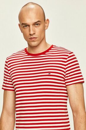 Tommy Hilfiger t-shirt - rdeča. Lahek T-shirt iz kolekcije Tommy Hilfiger. Model izdelan iz tanke
