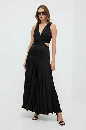 Obleka Twinset črna barva - črna. Obleka iz kolekcije Twinset. Model izdelan iz enobarvne tkanine. Model iz mehke in zračne tkanine je idealen za toplejše letne čase.