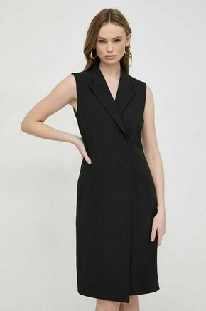 Obleka BOSS črna barva - črna. Lahkotna obleka iz kolekcije BOSS. Model izdelan iz enobarvne tkanine. Model iz zračne tkanine z visoko vsebnostjo viskoze.