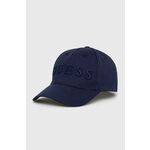 Guess bejzbolska kapa - mornarsko modra. Baseball kapa iz kolekcije Guess. Model izdelan iz tkanine z vzorcem.