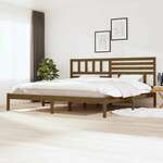 Greatstore Okvir za posteljo, medeno rjava, masivni borov les, 200 x 200 cm