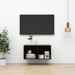 vidaXL Stenska TV omarica visok sijaj črna 37x37x72 cm iverna plošča