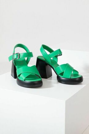 Usnjeni sandali Answear Lab zelena barva - zelena. Sandali iz kolekcije Answear Lab. Model izdelan iz naravnega usnja. Zgornji del je neporozen