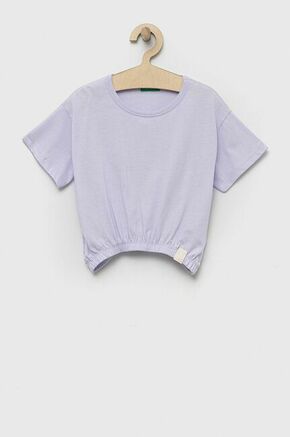 Otroška kratka majica United Colors of Benetton vijolična barva - vijolična. Otroške Ohlapna kratka majica iz kolekcije United Colors of Benetton. Model izdelan iz elastične pletenine. Zračen