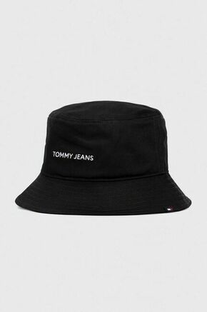 Bombažni klobuk Tommy Jeans črna barva - črna. Klobuk iz kolekcije Tommy Jeans. Model z ozkim robom