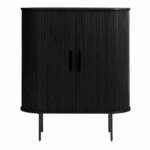 Črna omarica v hrastovem dekorju 100x118 cm Nola – Unique Furniture