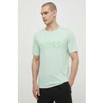 Bombažna kratka majica Boss Green moški, zelena barva - zelena. Kratka majica iz kolekcije Boss Green, izdelana iz tanke, elastične pletenine. Model iz visokokakovostnega in trajnostnega materiala.