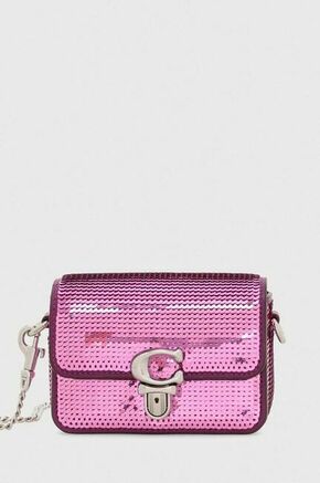 Torbica Coach Studio 12 roza barva - roza. Majhna torbica iz kolekcije Coach. Model na zapenjanje