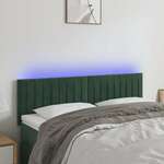 shumee LED posteljno vzglavje temno zeleno 144x5x78/88 cm žamet
