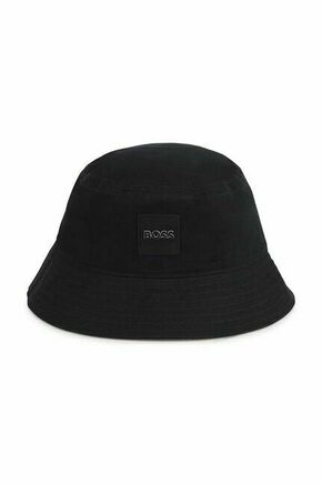 Otroški bombažni klobuk BOSS črna barva - črna. Otroške klobuk iz kolekcije BOSS. Model z ozkim robom