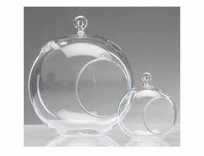 WEBHIDDENBRAND Vaza BALL s tečajem+2 luknjama steklo 14x15x17cm