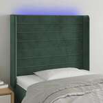shumee LED posteljno vzglavje temno zeleno 83x16x118/128 cm žamet