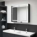 shumee LED kopalniška omarica z ogledalom sijoče črna 80x12x68 cm