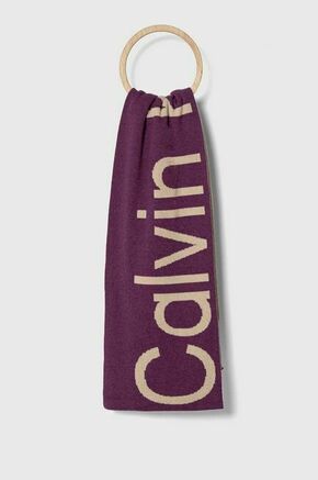 Šal s primesjo volne Calvin Klein Jeans vijolična barva - vijolična. Šal iz kolekcije Calvin Klein Jeans. Model izdelan iz vzorčaste pletenine.