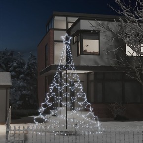 Vidaxl Novoletna jelka s kovinskim stebrom 500 LED lučk toplo bela 3 m