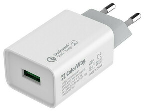 ColorWay 1x USB/ omrežni polnilnik/ 18W/ 100V-240V