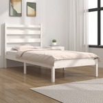 shumee Okvir za posteljo, bel, masivni borov les, 90x190 cm, enojni
