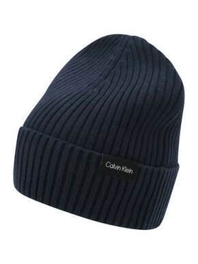 Kapa s primesjo kašmirja Calvin Klein črna barva - mornarsko modra. Kapa iz kolekcije Calvin Klein. Model izdelan iz debele pletenine.