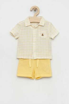 Otroški bombažni komplet GAP rumena barva - rumena. Komplet za dojenčke iz kolekcije GAP. Model izdelan iz kombinacija enobarvne in vzorčaste tkanine.