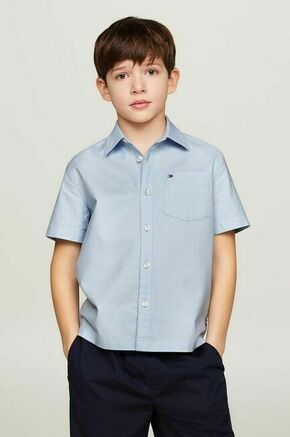 Otroška srajca Tommy Hilfiger - modra. Otroški srajca iz kolekcije Tommy Hilfiger. Model izdelan iz enobarvne tkanine.