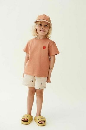 Otroške bombažne kratke hlače Liewood Gram Printed Sweatshorts roza barva - roza. Otroške kratke hlače iz kolekcije Liewood. Model izdelan iz vzorčaste pletenine. Model iz izjemno udobne bombažne tkanine.